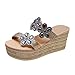 Sandalen Damen Schwarz Bequem Frauen Sandalen Keil Low Heel Roman Wedge Damenmode Gummiband Geschnitzte Atmungsaktive Schuhe Dicke Sohlen Keile Lässige Sandalen Schuhe Damen Ballerina Sportlich