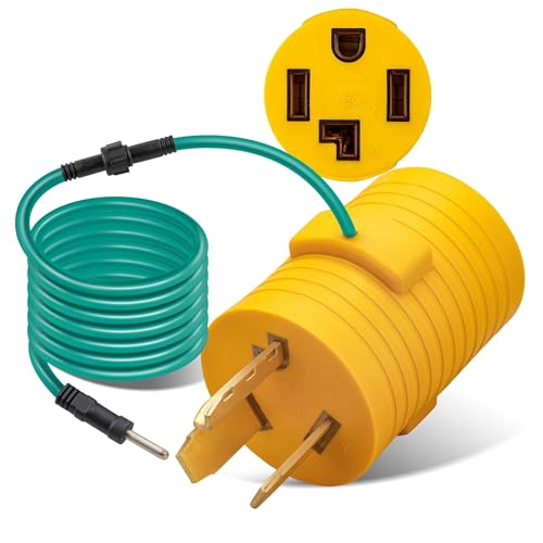 MECMO 4 Prong to 3 Prong Dryer Plug Adapter, 4P Newer Dryer to 3P Older House with Safety Ground Wire - NEMA 10-30P to NEMA 14-30R, 220V 30 Amp New Dryer to Old Receptacle Convert Cord