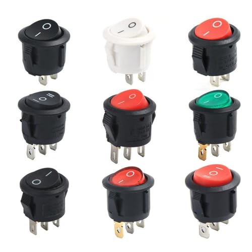 10 PCS Circular Ship Type Switch with lamp 3 Pin/2 Pin KCD1-105 Second and Third Gear Rocker Switch with Light(20mm B 3 F 2 G)