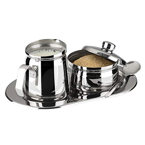 APS 638 - Juego de jarra de leche y azúcar (0,2 L, acero inoxidable, 21 x 14 x 7 cm)