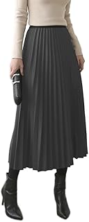 [indicoco] プリーツスカート ウールスカート レディース プリーツスカート ぷりーつすかーと ロング丈 長め丈 スカート 着回し 楽ちん ウエストゴム 上品 フェミニン ゆったり ルーズ 春 秋 冬 秋冬 自社生産 プラウ