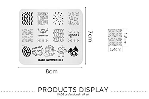 Rolabling Placa de estampagem de unhas, tema de verão, placa de carimbo fofo para arte de unhas, mod