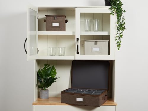 Covermates Dish Storage Box Set, 8"W x 8"D x 7"H, Brown Heather - Image 4