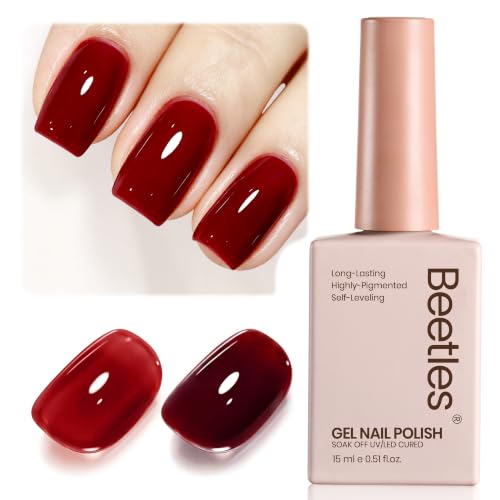 Image of Beetles Wine Red Gel Nail Polish, Cabernet Kiss 15ML Fall Jelly Gel Polish