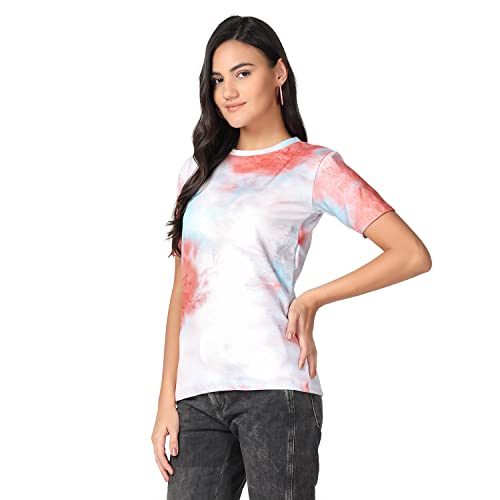 Image of Leriya Fashion Women's Rayon Regular Fit Striped Tie-Dye Top With Half Sleeves for Office Wear, Casual Wear Western Short Sleeve Pajama Sleep