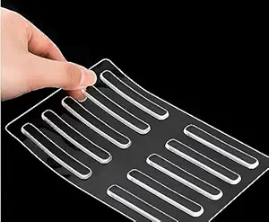 ONICORN Silicon Anti Slip Self Adhesive wall protector, Cabinet door guard Noise Dampening bumpers, furniture crash pads, Furnitures Protection Bumper Rubber Stripes (10 PCS, Transparent)