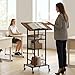 MAHANCRIS Podium Stand with Locking Wheels, 4-Tier Mobile Lectern with Storage Shelves and Non-Slip Lip, for Classroom, Church, Conference Standing Desk, Rustic Brown and Black LPHR6001