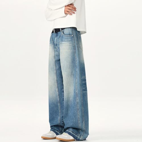 American Daily Casual Street Style Jeans ice Blue Neutral Style Wide Leg Straight Leg Banana Pants Unisex2