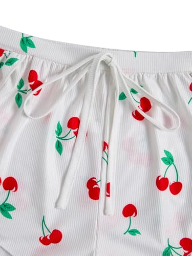 Image of MakeMeChic Women's Pajama Bottoms Floral Print Tie Front Micro Short Side Slit Summer Lounge Shorts