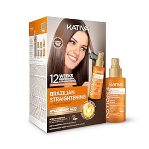 KATIVA Brasilianisches Keratin Haarglättungs-Set mit Hyaluronsäure & Potion 4 Hitzeschutzserum – Formolfreie Glättung für zu Hause – Bis zu 12 Wochen Frizz-Kontrolle für alle Haartypen