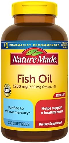 Nature Made Fish Oil Omega 3 Supplements, 1200 mg Softgels, 230 S...