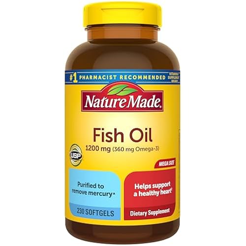 Nature Made Fish Oil Omega 3 Supplements, 1200 mg Softgels, 230 Softgels