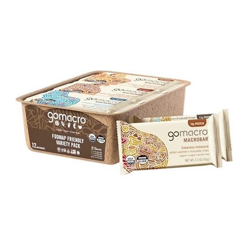 GoMacro MacroBar Organic Vegan Protein Bars - FODMAP Friendly Variety Pack