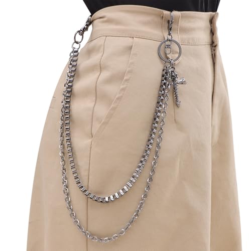 Image of Gothic Pants Chain Wallet Keychain Edgy Punk Hip Hop Waist Accessory for Jeans, Streetwear, and Rebel Women Men