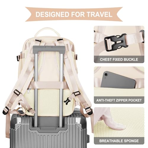 Mochila de Viaje Grande Casual Impermeable 30L Beige miniatura 7