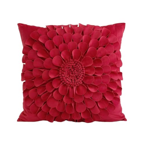 Housse de coussin en velours blanc 45x45 cm avec fleur 3D chic - 2