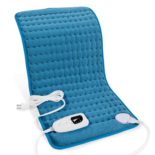 Image of Deepsoon Heating Pad,Electric Heating Pads for Back,Neck,Moist Heating Pad for Abdomen Shoulder Knee Legs,Dry/Moist Heat&Auto Shut Off,Mother's Day Birthday for Men and Women,Blue,24x12 Inch