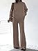 Pink Queen Damen 2-teiliges Stehkragen Pullover Lounge-Set Homewear Hose weitem Bein Trainingsanzug Outfits Khaki M