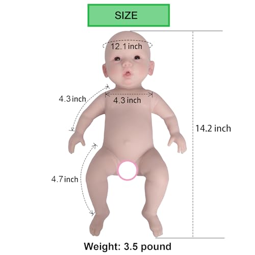 Muñeca de silicona 14 pulgadas cuerpo completo color marfil miniatura 3