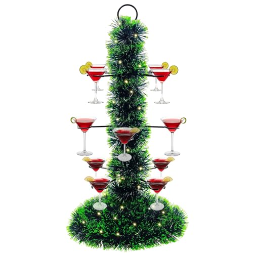 Tryitsbest Christmas Cocktail Tree Stand for Drinks, Metal Champagne Drink