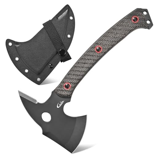Ccanku C1342 Camping Axes,DC53 Steel Blade Micarta Handle Chopping Axe Bushcraft Camping Axes Survival Hatchet Full Tang Axe for Hiking Hunting Camping Splitting Chopping Wood(Black)