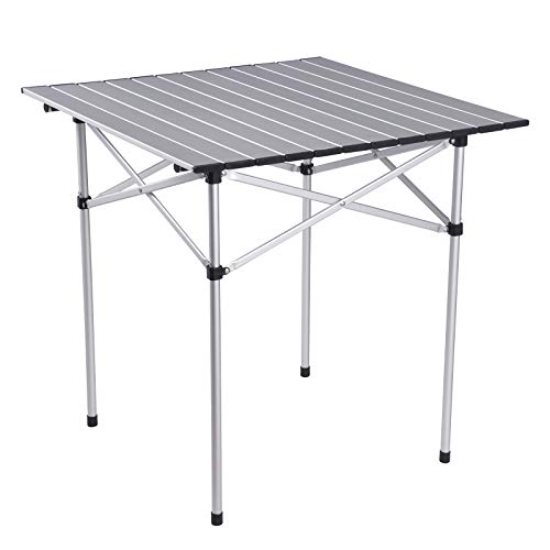WOLTU Mesa de Camping Mesa Plegable Mesa de Jardín Mesa de Trabajo Mesa de Balcón Aluminio, con Bolsa, 71.5x69x70cm CPT8130sb
