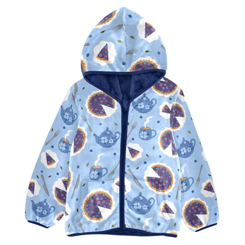 Blueberry Pie and Tea Girls Fleece Jacket Girls Fall Jacket Girls Zip Up Hoodie Girls Sherpa Jacket 2-10T