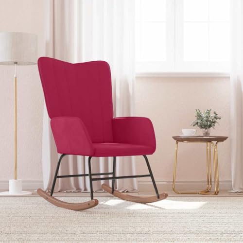 Frdhee Mecedora Sala de estar Silla de Lactancia Sillón de Lectura,Mecedora Vino Rojo Terciopelo,Sillón Para Salón,Dormitorio,Fácil