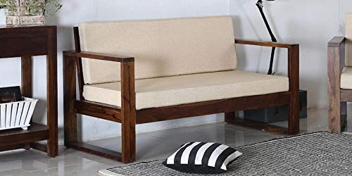 Image of Sheesham Wood 3 Seater Sofa Set for Living Room (Natural Finish)