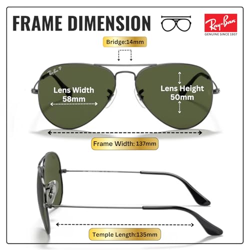 Image of Ray-Ban RB3025 CLASSIC AVIATOR POLARIZED Sunglasses for Men & Women with Official Eyewear Kit