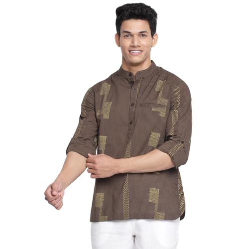 Chemise pour homme Fabindia marron XS ajustement parfait sans effet flottant