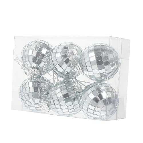6 piezas de bolas espejadas para colgar, reflectantes, para bodas, árbol de Navidad y eventos disco miniatura 1