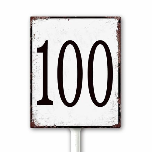 Aluminum Number Sign 100 Metal Numbered Yard Sign With Stake Outdoor for Tennis Court, Parking Lots, Floor, Dock, Court, Aisle, Field, Farm 20x30 CM High Visibility Rust Free (Retro White) — image 1