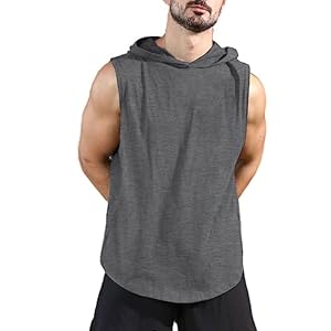 Men’s Workout Hoody Tank Tops Athletic Training Bodybuilding Sleeveless Hoodie Shirts Cotton Gym Sleeveless Muscle T-Shirt