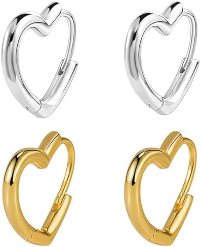 Pendientes de aro de plata de ley 925(2 Pares), Originales Pendie...