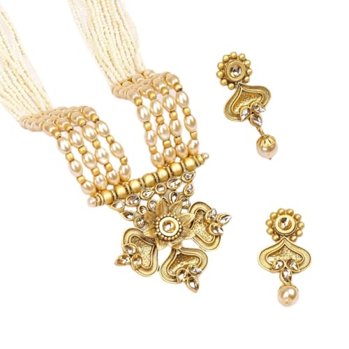 Image of Rubans Long Necklace Set Gold Plated Traditional Stylish Multicolour Jewellery Gift for Women & Girls