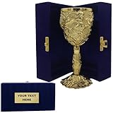 LEATHERVINES Handcrafted Medieval Gold Plated Brass Chalice 6 oz| Handcrafted Cup Set For Spiritual Gifts, Fantasy Decor, or Game Night Collectors|Royal Drinking Glass