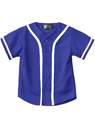 Hat and Beyond Kids Baseball Button Down Jersey (6T, 05up01_Royal Blue/White)
