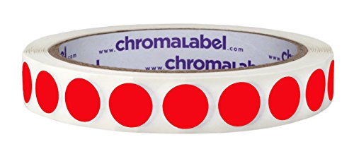 ChromaLabel 1/2 Inch Round Removable Color-Code Dot Stickers, 1000 Labels per Roll, Red