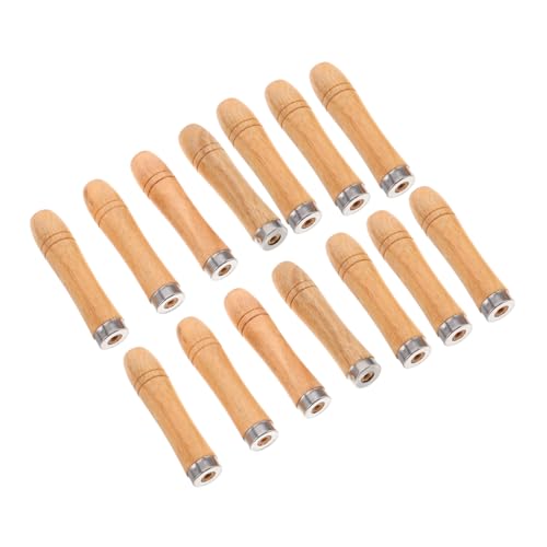 CAXUSD 14pcs Bbq Grill Fork Handles Removable Wooden Grip for Skewers Hole Diameter Nonslip Heat Resistant Design Portable Cooking Accessories for Outdoor Grilling