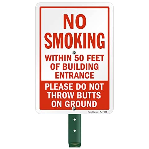 SmartSign No Smoking Yard Sign with Stake Cover