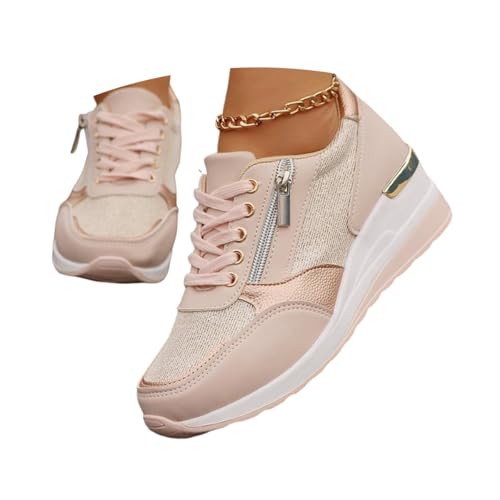 ticticlily Basket Femme Orthopédiques avec Fermeture éclair Baskets Compensee Décontractées avec Soutien De La Voûte Plantaire Chaussures De Tennis Femme...