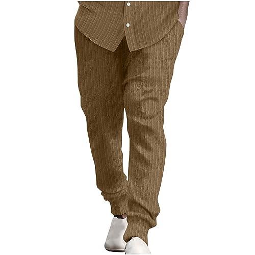 Generic Cotton Stripe Linen Pants Men Dressy Casual Trousers Slim Fit Lounge Pants Trendy Tapered Pants Breathable Pants