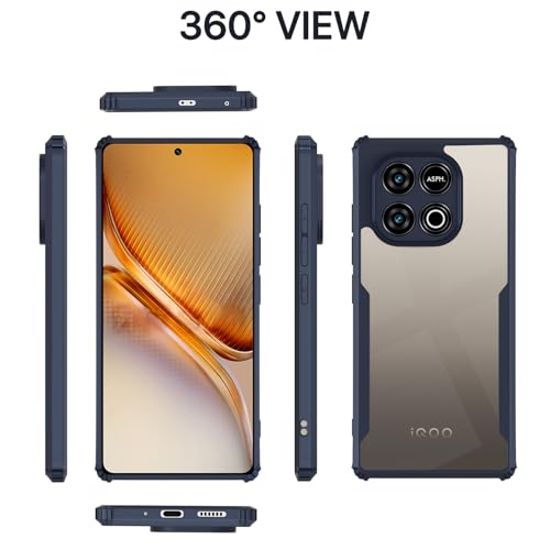 Image of Pikkme Back Cover for iQOO Neo 10 5G / Vivo Y300 GT 5G | Ultra Hyrbid | Full Camera Protection | Raised Edge | Crystal Clear Transparent Bumper Case (Blue)
