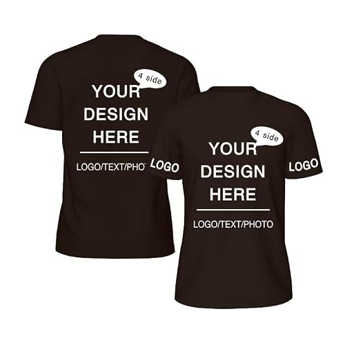 PRFELMG Personalised T Shirts for Man Woman,4 Side Design Your Own Custom T Shirt,Add Photo/Text for Printed T-Shirts, Customisable Couple Shirt,customised Gift