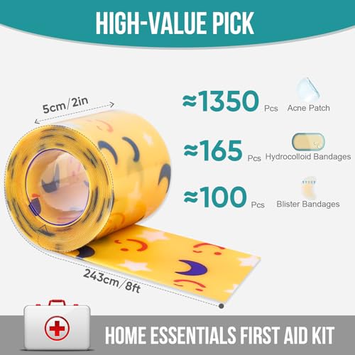 Image of Hydrocolloid Roll for Wound Care, Pimple Patch Roll Tape with Self-Adhesive, Bed Sore Bandages, Highly Absorbent for Burn, Blister, Acne Care, Waterproof (2in x 8ft) -Yellow
