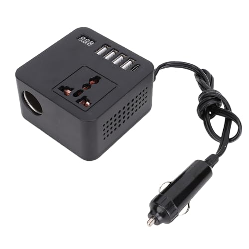Eujgoov 150W Power Inverter, DC 12V 24V a AC 110V 220V Carger Car Inverter Convertidor con 4 Puertos USB + 1 Tipo C