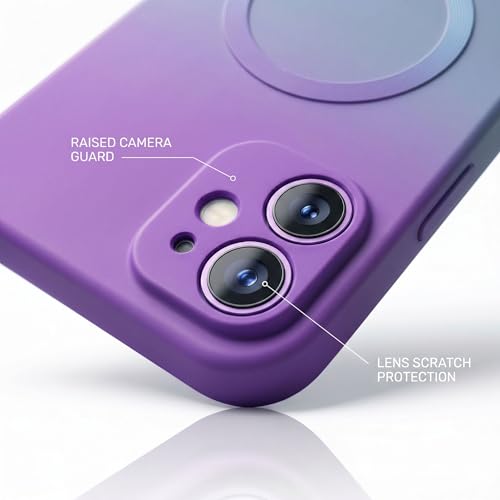 Image of amazon basics Gradient Mag-Safe Case for iPhone 11 | Soft Silicone Shockproof Cover with Camera Protection | Slim Lightweight Design | Smooth Touch & Durable - Purple & Gray