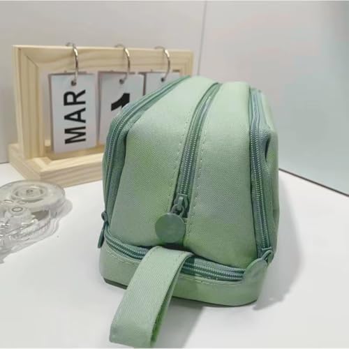 Image of Storio Pencil Box Pouch for School Kids Girls & Boys Aesthetic | Cute Stationary Compass Box Case Organiser - Green