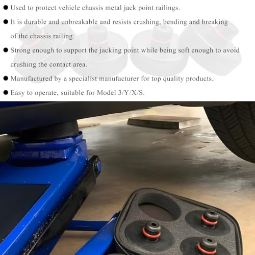 Image of Ohleats 4 PCS Lifting Jack Pads Compatible for Model 3 /Y /S /X, Upgraded Jack Stand Rubber Pads to Protect Battery and Chassis, Rubber Lift Jack Pucks with A Storage Case, Car Accessories